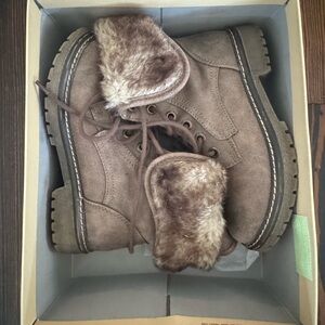 Brown Fur-Lined Ankle Boots